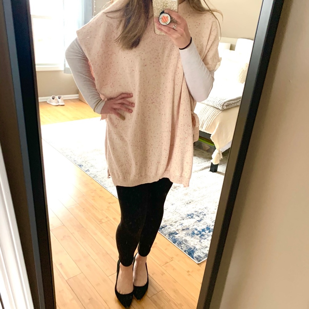 Oversized pink Loft poncho sweater